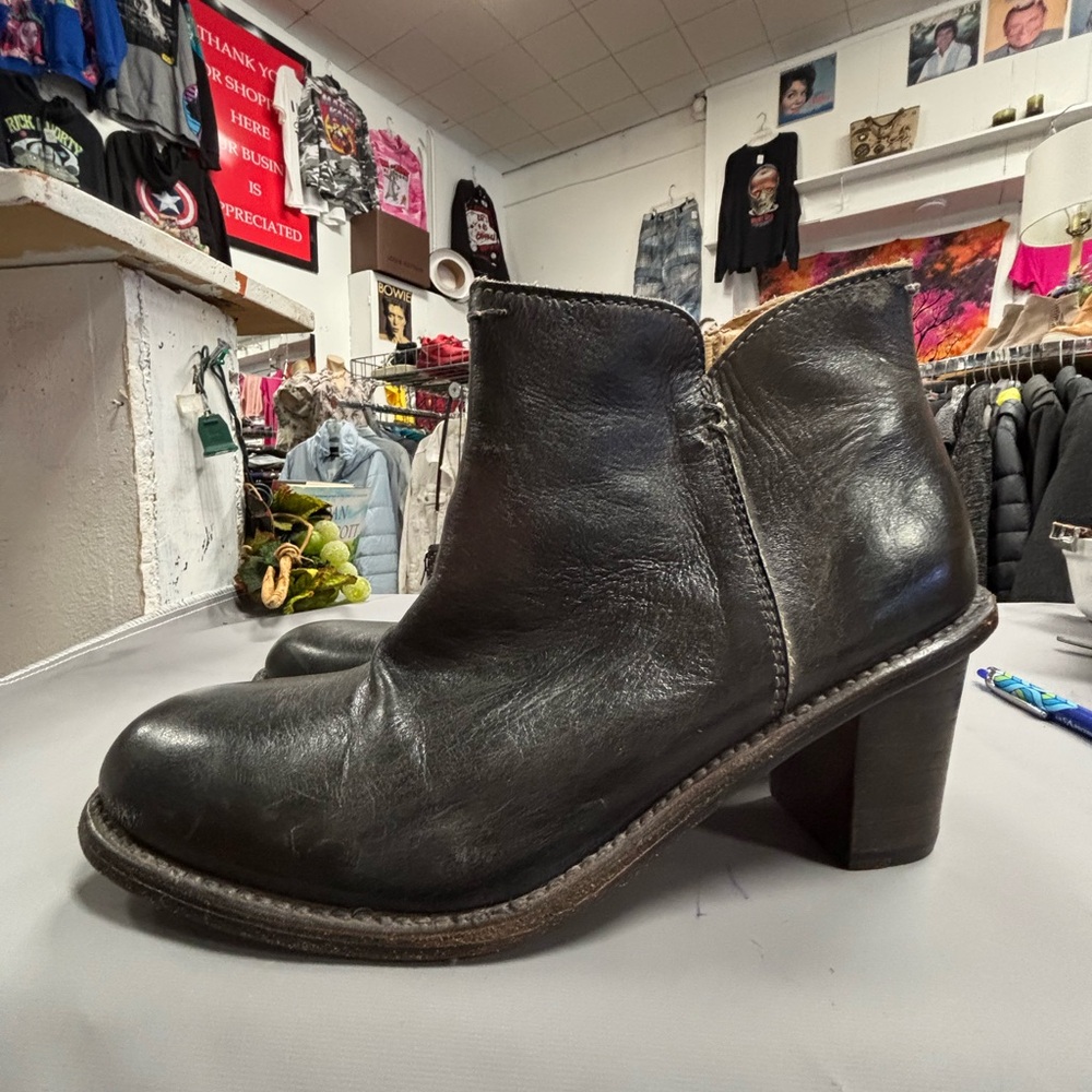 Bed Stu Dark Leather Ankle Booties